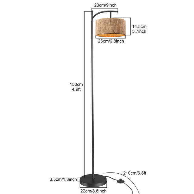 Nouveau Moderne Simple corde de chanvre tissé lampadaire chambre lampadaires