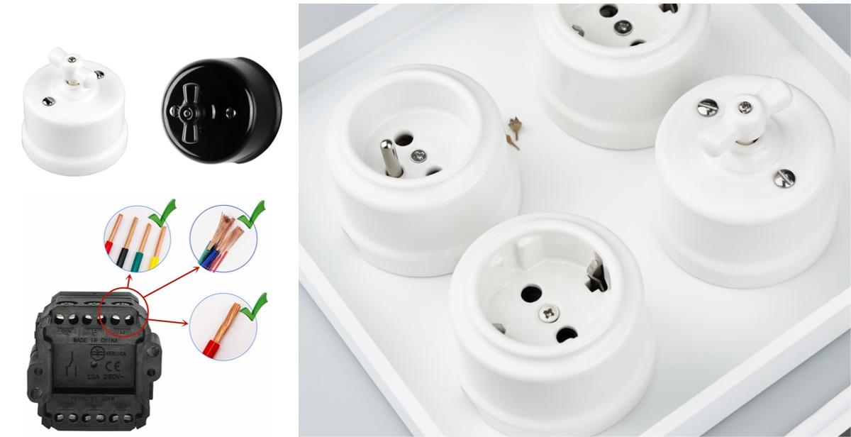 interrupteurs muraux rotatifs vintage