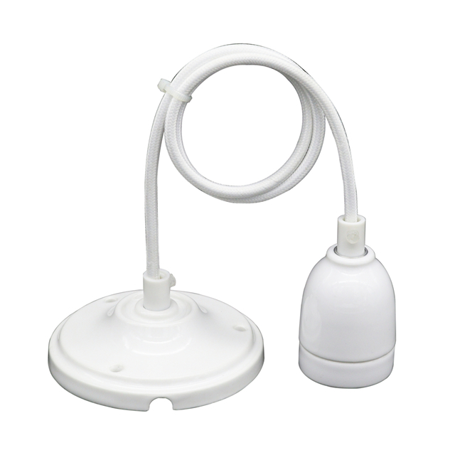 Support de lampe suspendu de décoration en porcelaine vintage avec rosace de plafond