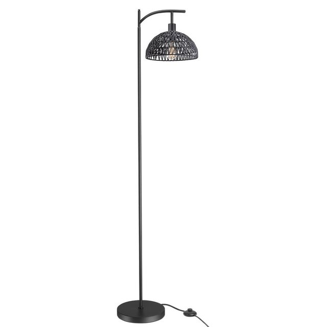 Lampadaire rond vintage en corde de chanvre noir pour la maison