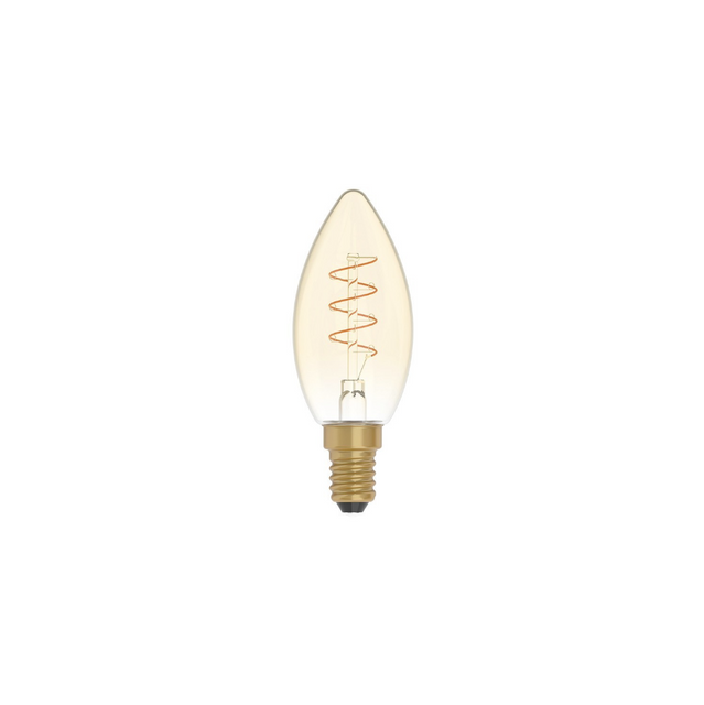 Ampoule LED dorée ligne de carbone bougie à filament spirale incurvée C35 2,5W 136Lm E14 1800K variable