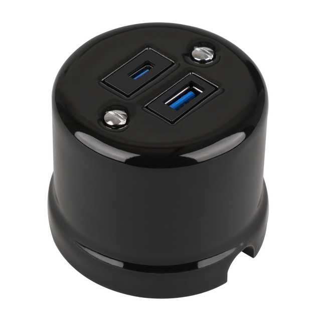  Vintage USB-A + USB-C 20W 5V-4A Prise de charge montée surface