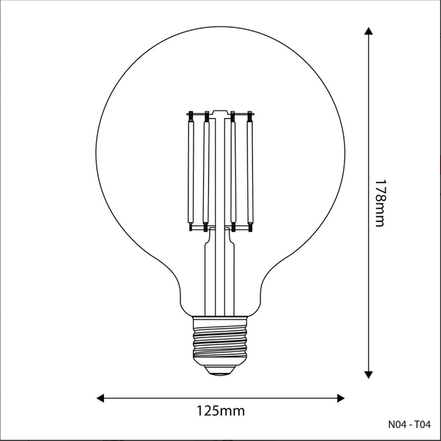 Ampoule LED G125 7W Globe Transparent 806Lm E27 2700K Intensité Variable